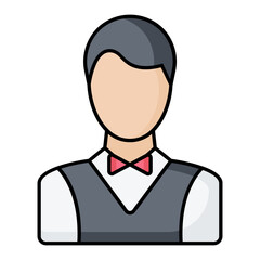 Waiter Line Color Icon