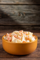 Olivier salad, potato salad, carrots and mayonnaise.