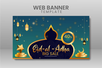 Eid special offer web banner big sale template design