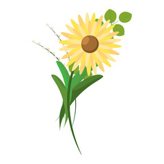 Isolated colored floral boutique with a sunflower Vector