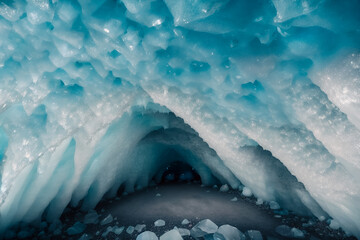 a large ice cave filled with lots of ice