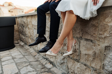 wedding details shoes bridal white sandals hands dress wedd ring bride and groom inspo hairstyles...