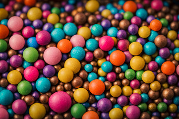 Fototapeta na wymiar a close up of many different colored candies