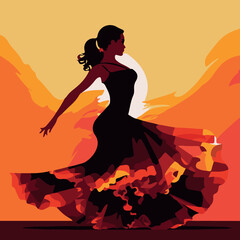 passionate flamenco dancer, vector image - obrazy, fototapety, plakaty
