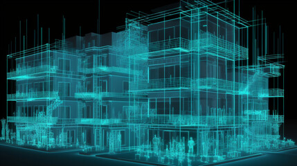 Innovative BIM visualization highlighting the utilities of a building's systems Generative AI
