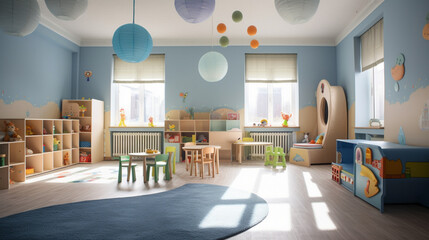 Interior of a children's room in a kindergarten Generative AI