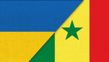 Flag of Ukraine and Senegal -3D illustration. Ukrainian and Senegalian relations