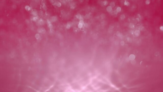 Abstract pink rose sparkling water bokeh glitter mock-up loop background. Concept 3D animation for luxury showcase product packshot backplate. Elegant spring and summer season backdrop template.