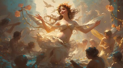 The Goddess of Love: Aphrodite, Mythical Figure of Beauty and Desire by Generative AI