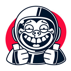 Monkey in astronaut suit. Hand drawn illustration