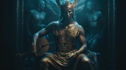 Fototapeta na wymiar The Divine Archer: Apollo, God of Archery and Prophecy in Ancient Mythology by Generative AI