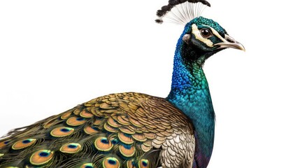 Obraz premium Peacock on a white background, Generative AI, Generative, AI