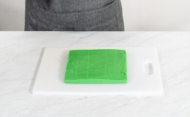 Green fudge with red hearts
