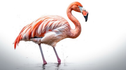 Flamingo on a white background, Generative AI, Generative, AI