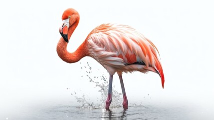 Flamingo on a white background, Generative AI, Generative, Ai