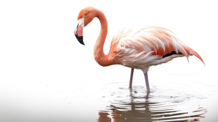 Flamingo on a white background, Generative AI, Generative, AI
