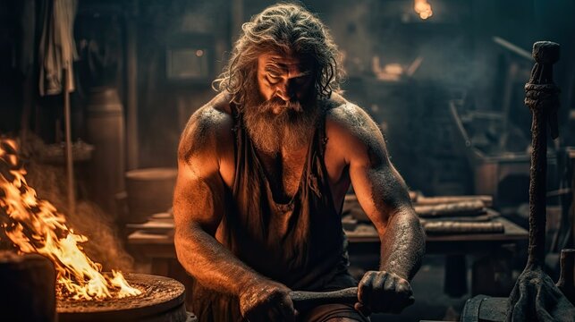 Forger of the Gods: Hephaestus, the Mighty God of Blacksmiths and Artisans by Generative AI