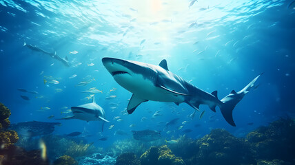 Great white shark in the ocean