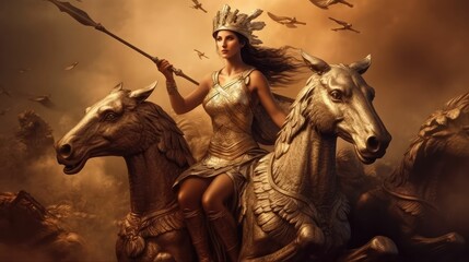 Fototapeta premium Hera, the Greek Goddess of Matrimony and Fertility by Generative AI