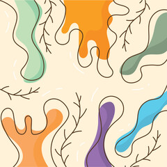 Hand drawn illustration background with underwater leaves Vector