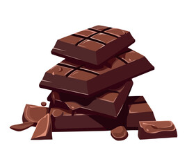Sweet chocolate candy stack isolated on white background