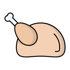 Chicken Line Color Icon