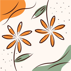 Hand drawn illustration background with flower sketches Vector
