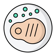 Steak Line Color Icon