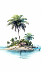 Fototapeta na wymiar tropical beach watercolor created with generative AI software