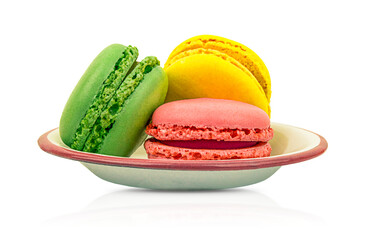 Colorful macaroons in a  bowl isolated on a transparent background