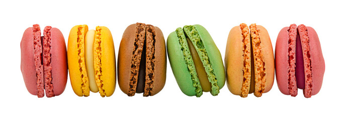 French macaroons isolated on a transparent background