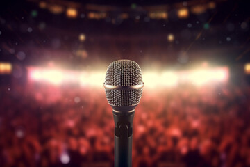 A microphone and a concert audience, generative ai
