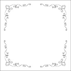 Elegant black and white monochrome ornamental border for greeting cards, banners, invitations. Vector frame for all sizes and formats. Isolated vector illustration.	