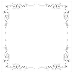 Elegant black and white monochrome ornamental border for greeting cards, banners, invitations. Vector frame for all sizes and formats. Isolated vector illustration.	