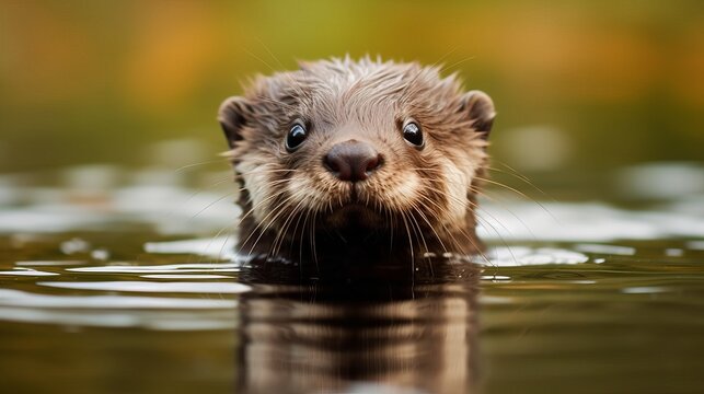 A baby otter learning how to swim. AI generated