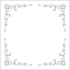 Elegant black and white monochrome ornamental border for greeting cards, banners, invitations. Vector frame for all sizes and formats. Isolated vector illustration.	