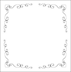 Elegant black and white monochrome ornamental border for greeting cards, banners, invitations. Vector frame for all sizes and formats. Isolated vector illustration.	
