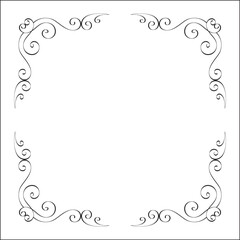 Elegant black and white monochrome ornamental border for greeting cards, banners, invitations. Vector frame for all sizes and formats. Isolated vector illustration.	
