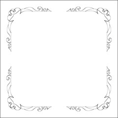 Elegant black and white monochrome ornamental border for greeting cards, banners, invitations. Vector frame for all sizes and formats. Isolated vector illustration.	
