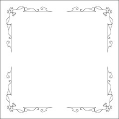 Elegant black and white monochrome ornamental border for greeting cards, banners, invitations. Vector frame for all sizes and formats. Isolated vector illustration.	