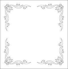 Obraz na płótnie Canvas Elegant black and white monochrome ornamental border for greeting cards, banners, invitations. Vector frame for all sizes and formats. Isolated vector illustration. 