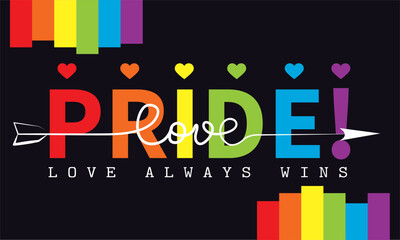 Colored pride text with lgbt colors Pride month Vector
