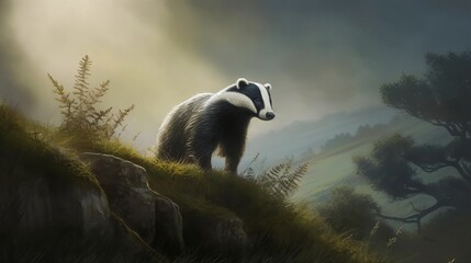 A brave badger standing its ground. AI generated