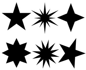 polygonal stars on a white background, black and white color