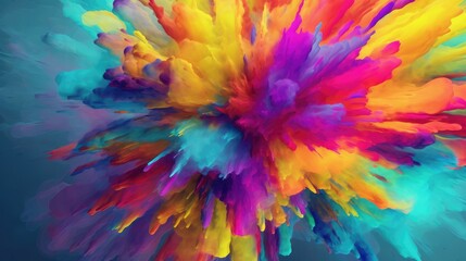 A photorealistic background with a mix an explosion of vibrant colors. Whirl. Web, banner, social media, backgrounds design graphics. Generative AI. 