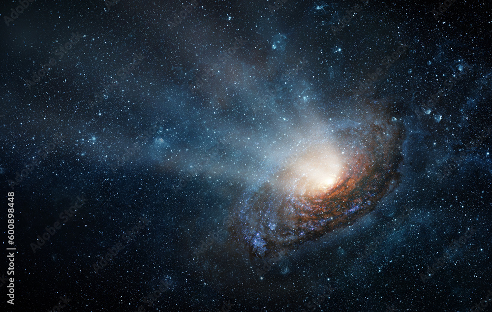 Wall mural radiation from a black hole at the center of a galaxy. space scene with stars, black hole in galaxy.