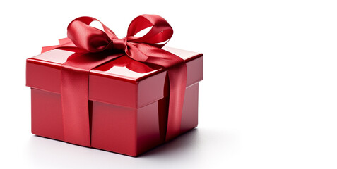 Obraz premium Red Gift box with red bow isolated on white background