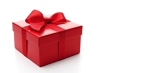 Red Gift box with red bow isolated on white background