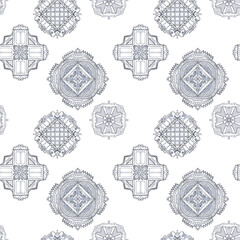 Decorative linear seamless pattern, ornament, small patterns, carved shutter decor