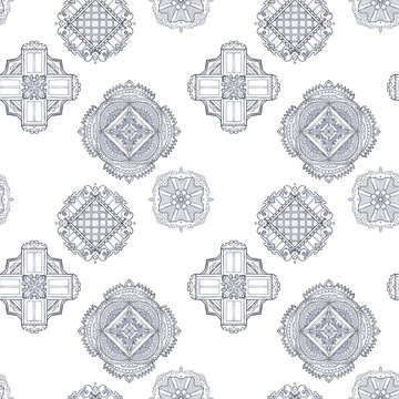 Decorative linear seamless pattern, ornament, small patterns, carved shutter decor